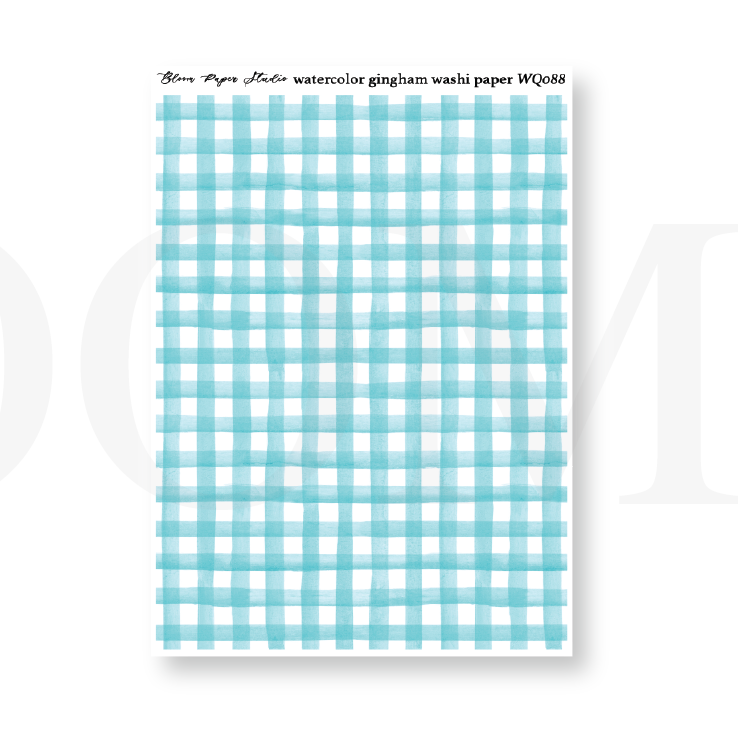 WQ088 Watercolor Gingham Washi Paper Journaling Stickers