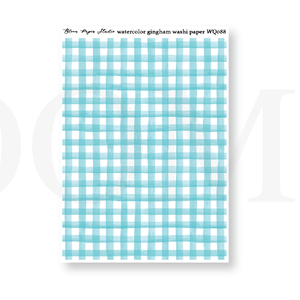 WQ088 Watercolor Gingham Washi Paper Journaling Stickers