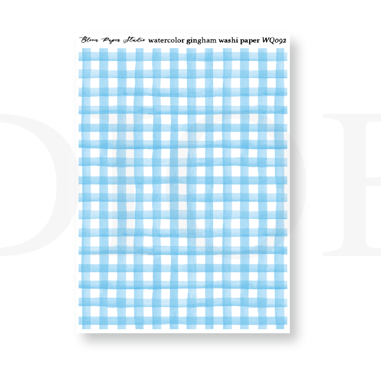 WQ092 Watercolor Gingham Washi Paper Journaling Stickers