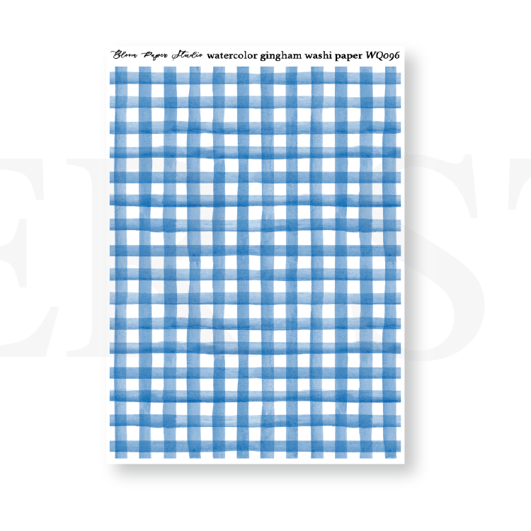 WQ096 Watercolor Gingham Washi Paper Journaling Stickers