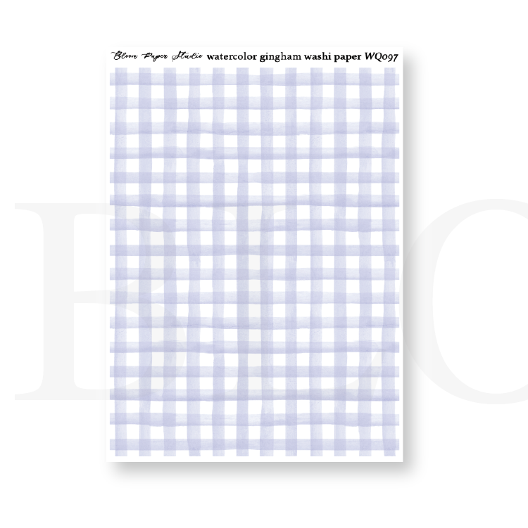 WQ097 Watercolor Gingham Washi Paper Journaling Stickers