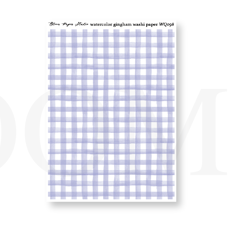 WQ098 Watercolor Gingham Washi Paper Journaling Stickers