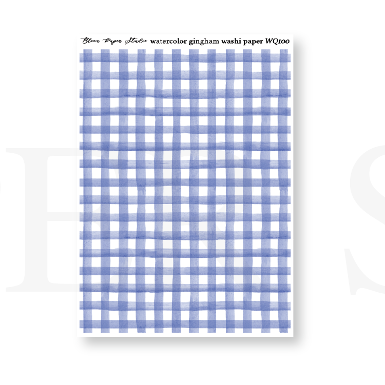 WQ100 Watercolor Gingham Washi Paper Journaling Stickers