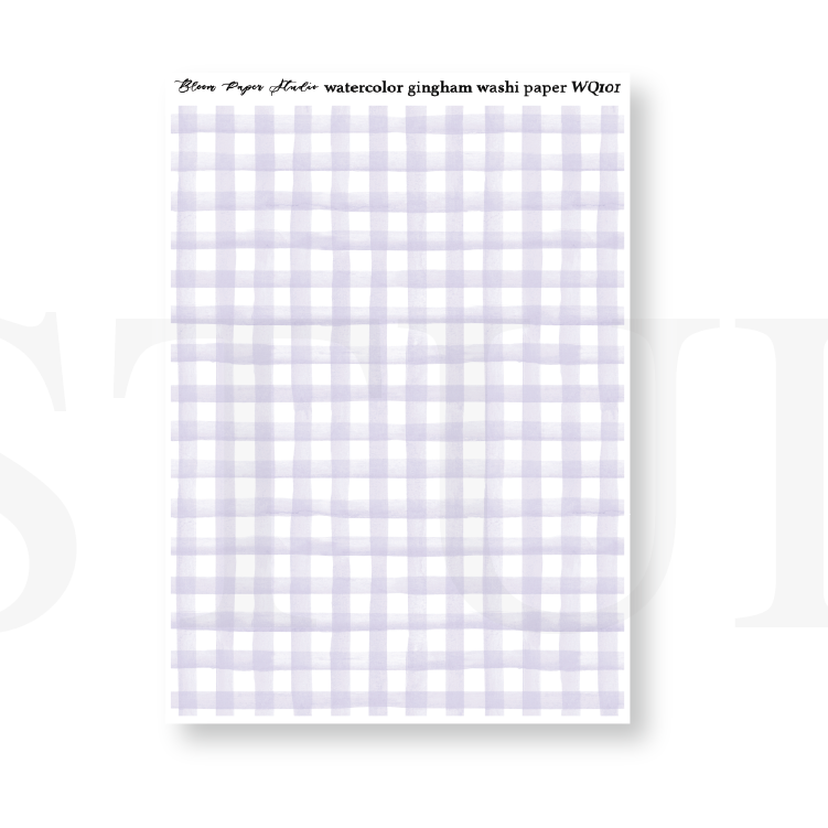 WQ101 Watercolor Gingham Washi Paper Journaling Stickers