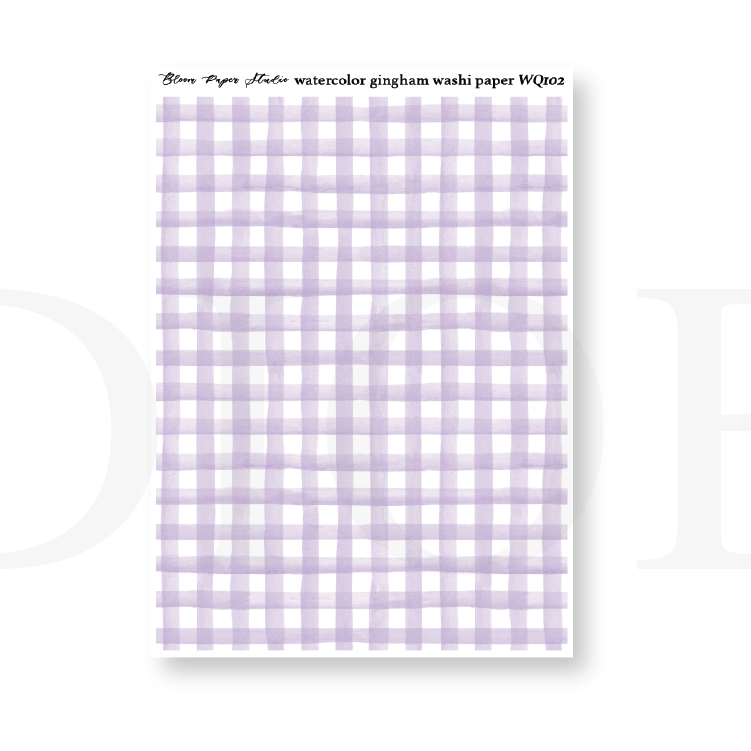 WQ102 Watercolor Gingham Washi Paper Journaling Stickers