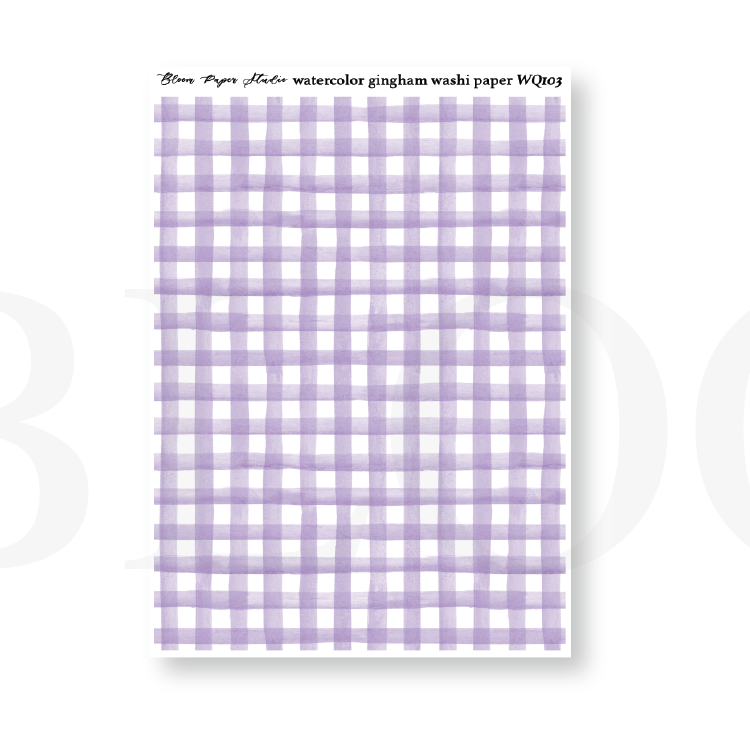 WQ103 Watercolor Gingham Washi Paper Journaling Stickers