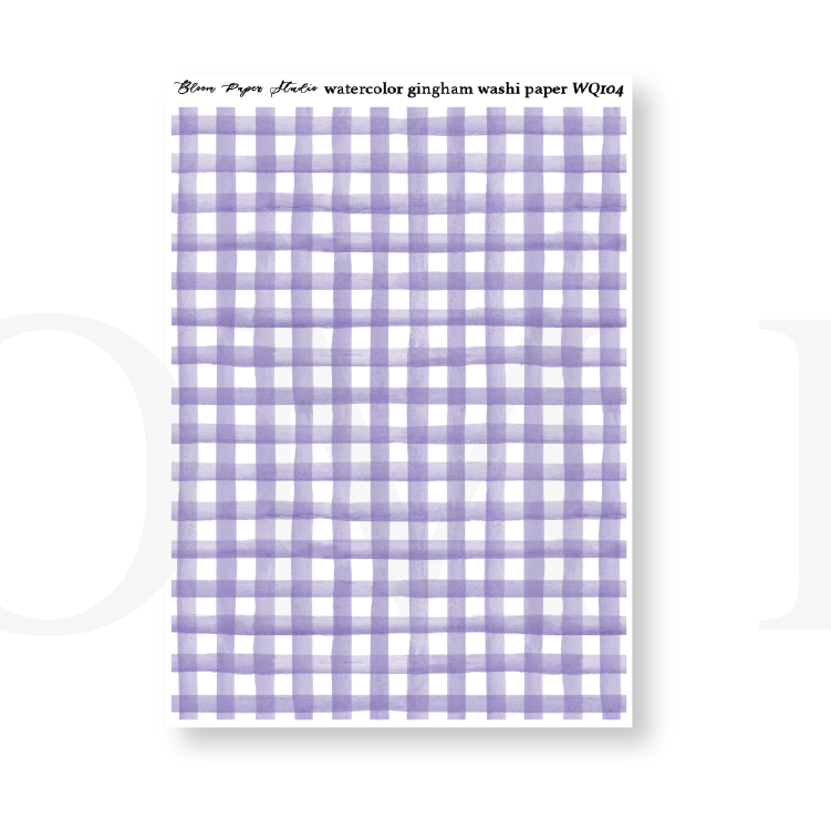 WQ104 Watercolor Gingham Washi Paper Journaling Stickers