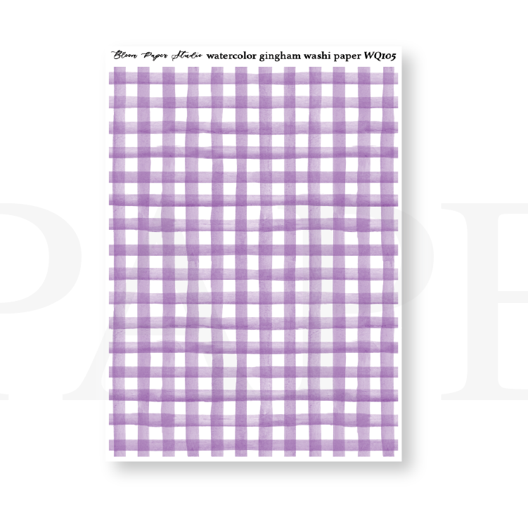 WQ105 Watercolor Gingham Washi Paper Journaling Stickers