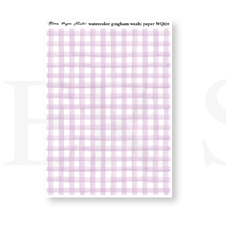 WQ110 Watercolor Gingham Washi Paper Journaling Stickers
