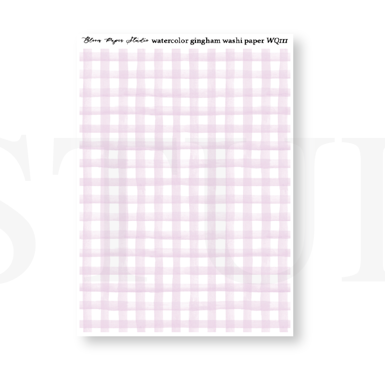 WQ111 Watercolor Gingham Washi Paper Journaling Stickers