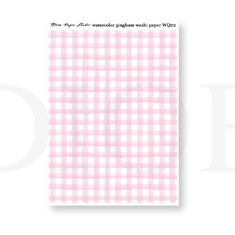 WQ112 Watercolor Gingham Washi Paper Journaling Stickers