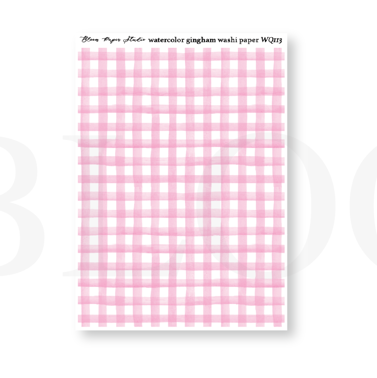 WQ113 Watercolor Gingham Washi Paper Journaling Stickers