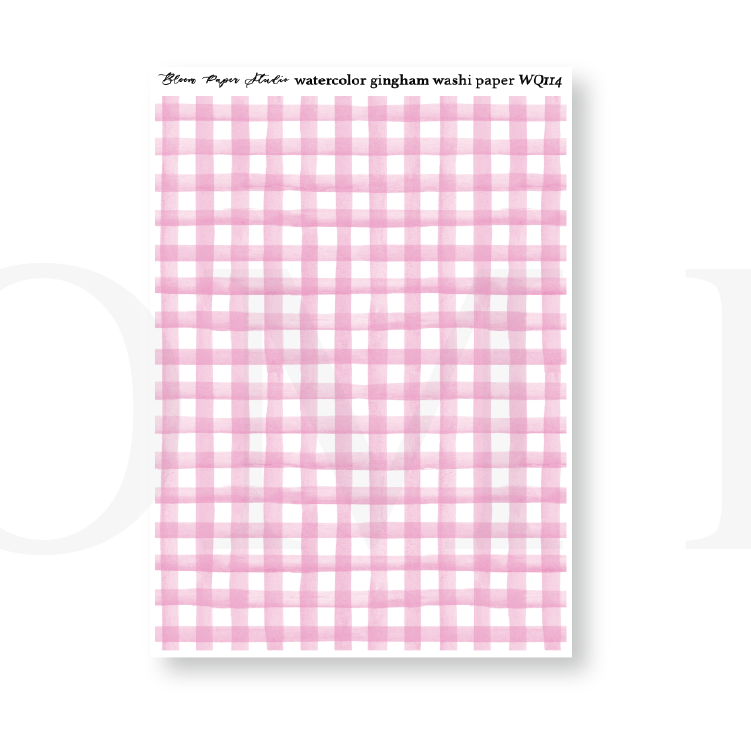 WQ114 Watercolor Gingham Washi Paper Journaling Stickers