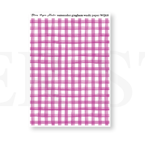 WQ116 Watercolor Gingham Washi Paper Journaling Stickers