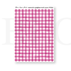 WQ117 Watercolor Gingham Washi Paper Journaling Stickers