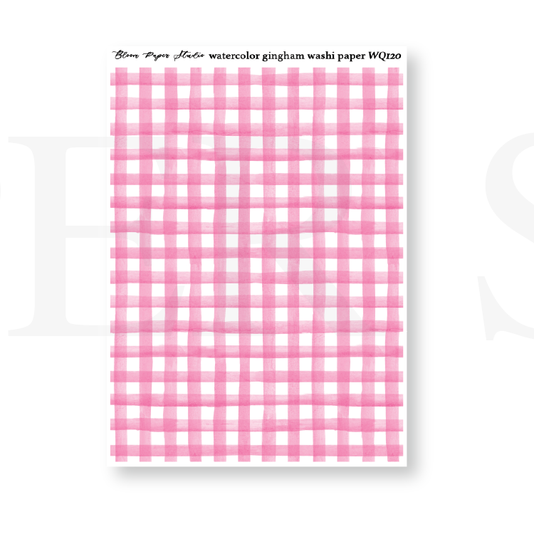 WQ120 Watercolor Gingham Washi Paper Journaling Stickers