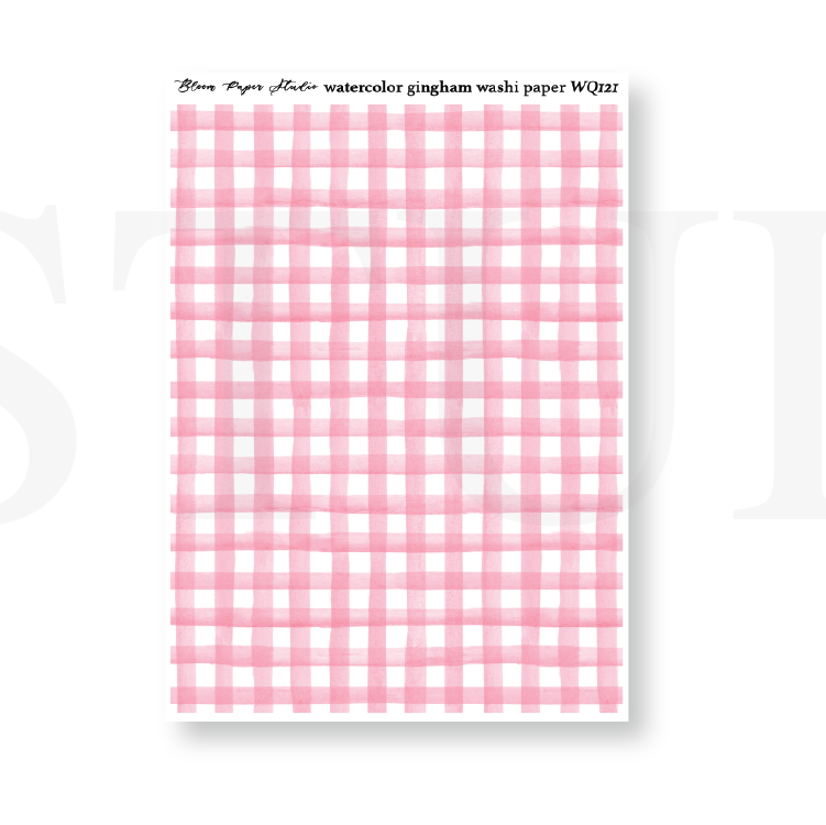 WQ121 Watercolor Gingham Washi Paper Journaling Stickers
