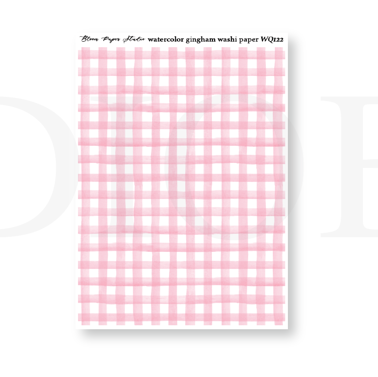 WQ122 Watercolor Gingham Washi Paper Journaling Stickers