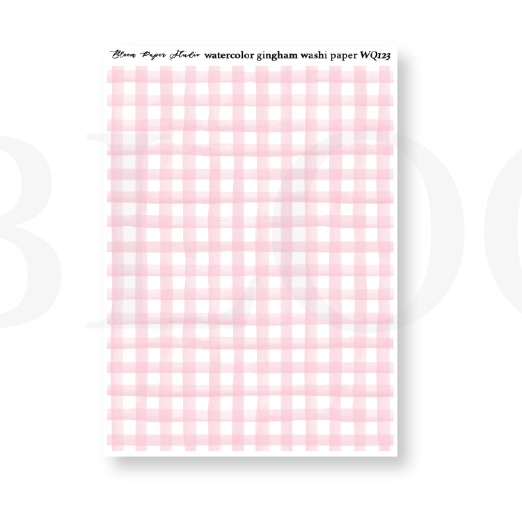 WQ123 Watercolor Gingham Washi Paper Journaling Stickers