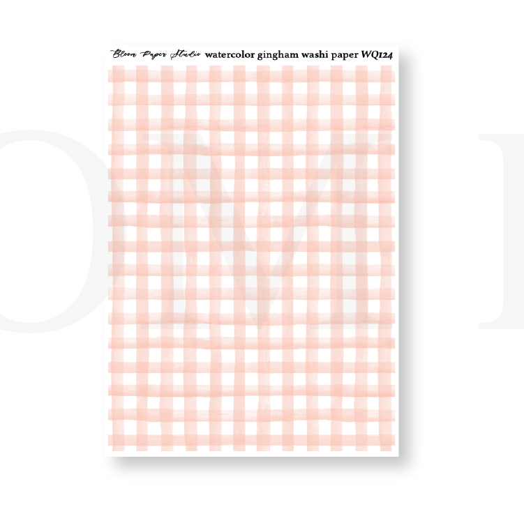 WQ124 Watercolor Gingham Washi Paper Journaling Stickers