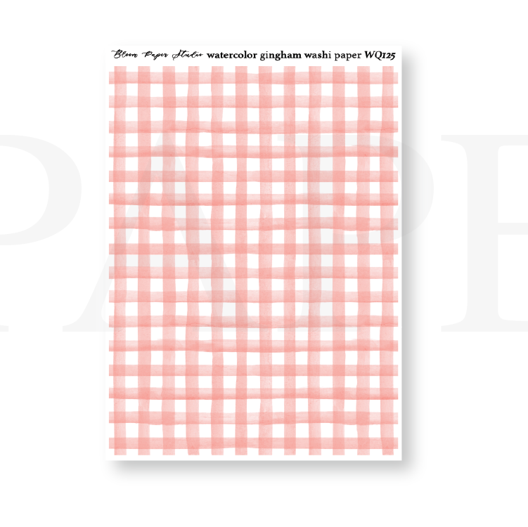 WQ125 Watercolor Gingham Washi Paper Journaling Stickers