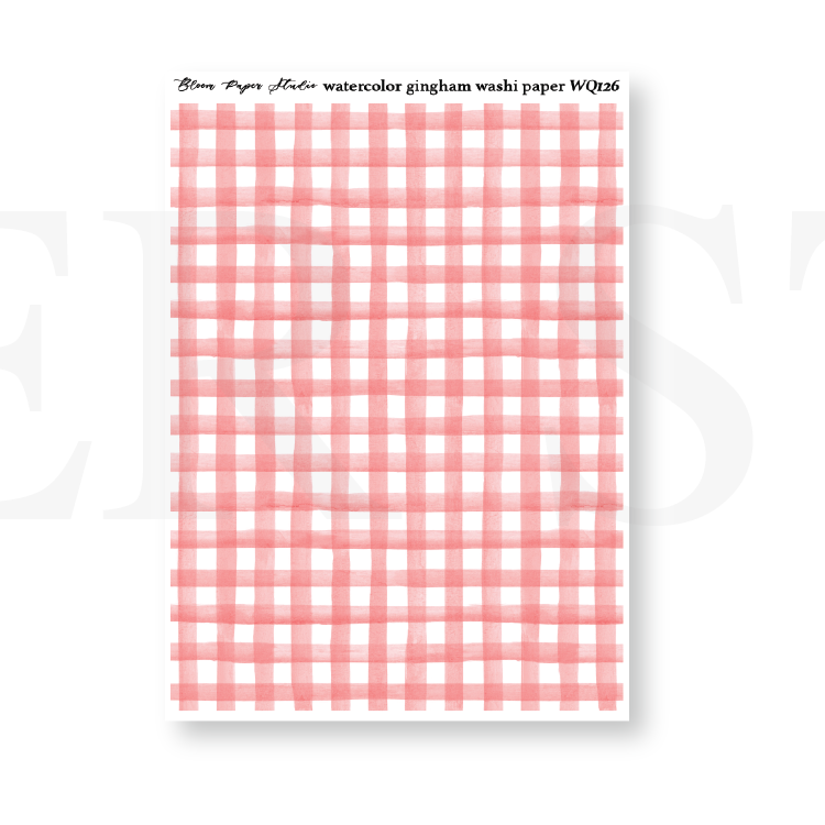WQ126 Watercolor Gingham Washi Paper Journaling Stickers