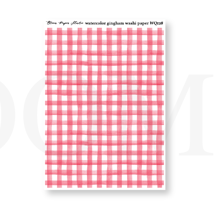 WQ128 Watercolor Gingham Washi Paper Journaling Stickers