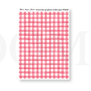 WQ128 Watercolor Gingham Washi Paper Journaling Stickers