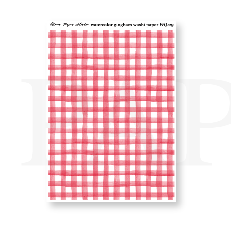 WQ129 Watercolor Gingham Washi Paper Journaling Stickers