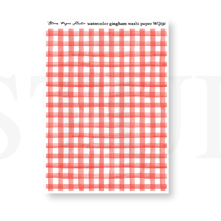WQ131 Watercolor Gingham Washi Paper Journaling Stickers