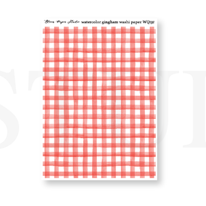 WQ131 Watercolor Gingham Washi Paper Journaling Stickers