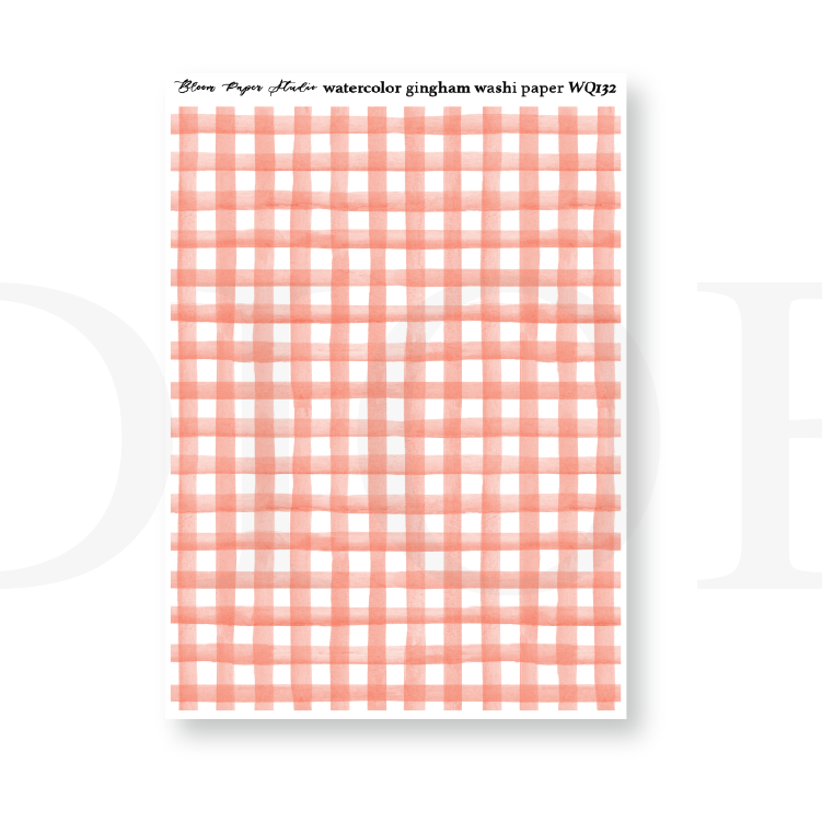WQ132 Watercolor Gingham Washi Paper Journaling Stickers