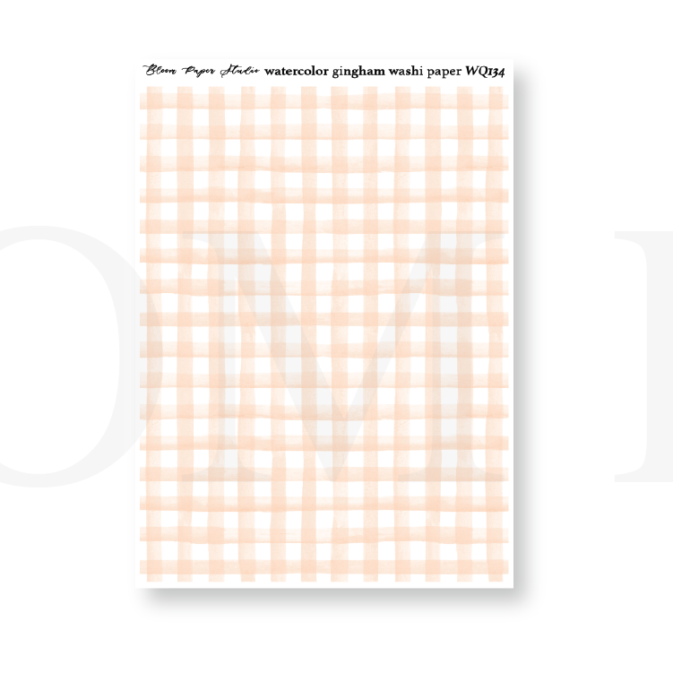 WQ134 Watercolor Gingham Washi Paper Journaling Stickers