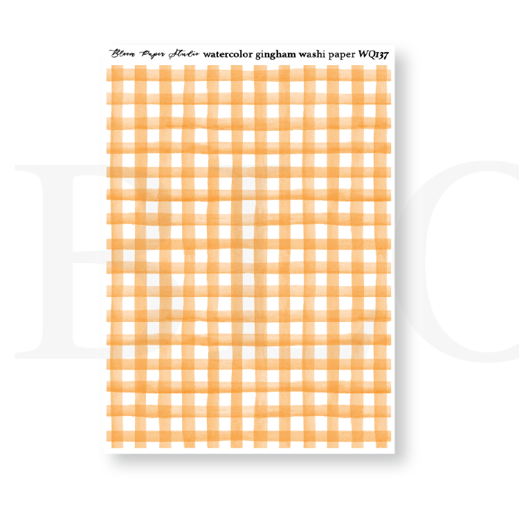 WQ137 Watercolor Gingham Washi Paper Journaling Stickers