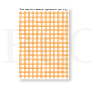WQ137 Watercolor Gingham Washi Paper Journaling Stickers