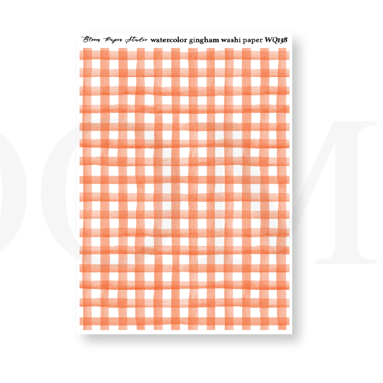 WQ138 Watercolor Gingham Washi Paper Journaling Stickers