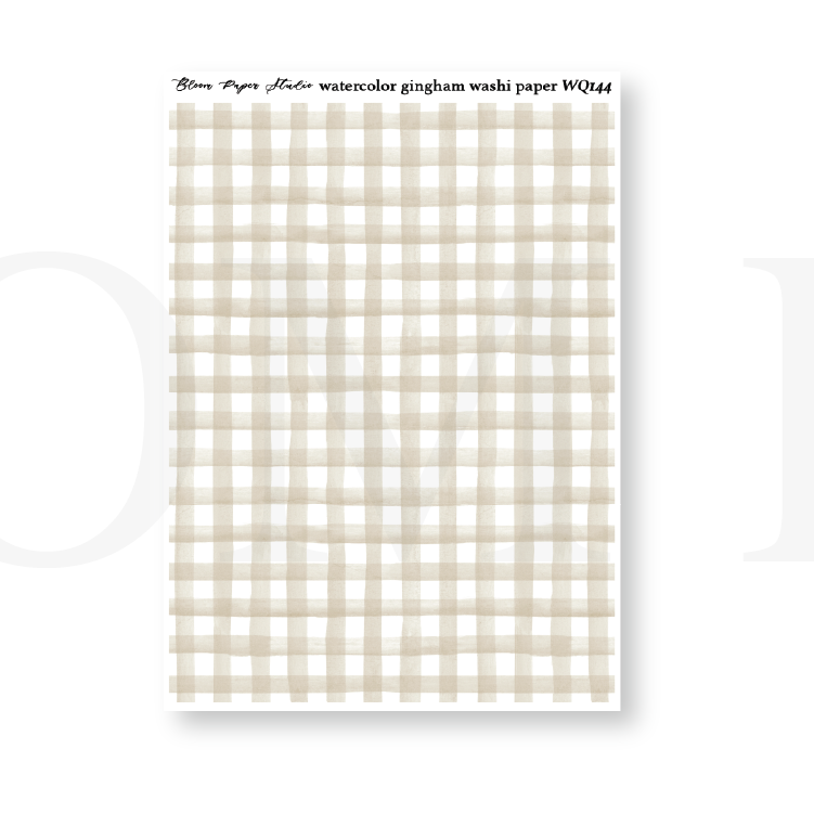 WQ144 Watercolor Gingham Washi Paper Journaling Stickers