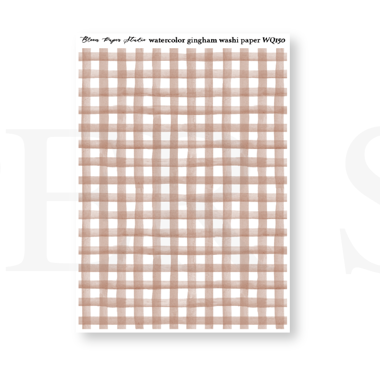 WQ150 Watercolor Gingham Washi Paper Journaling Stickers