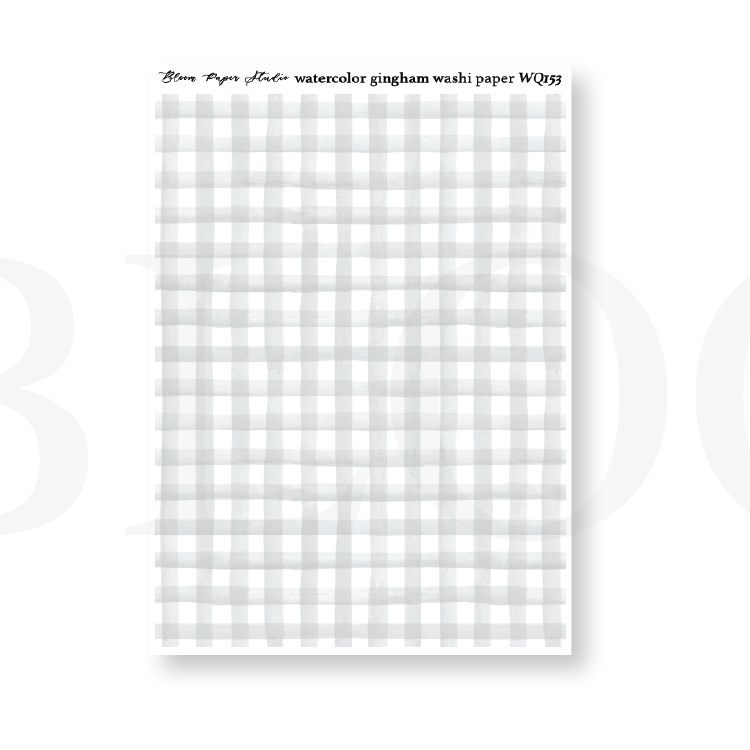 WQ153 Watercolor Gingham Washi Paper Journaling Stickers