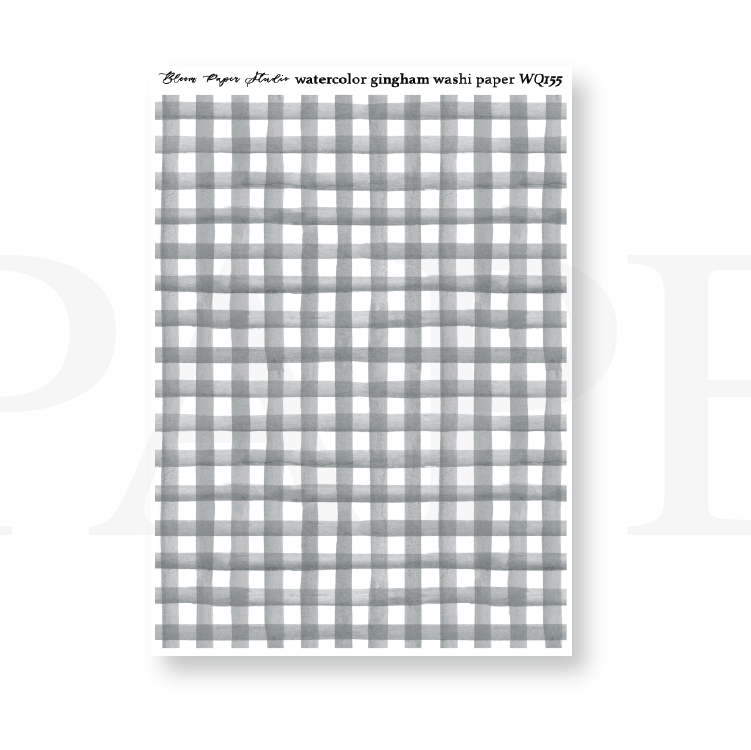 WQ155 Watercolor Gingham Washi Paper Journaling Stickers