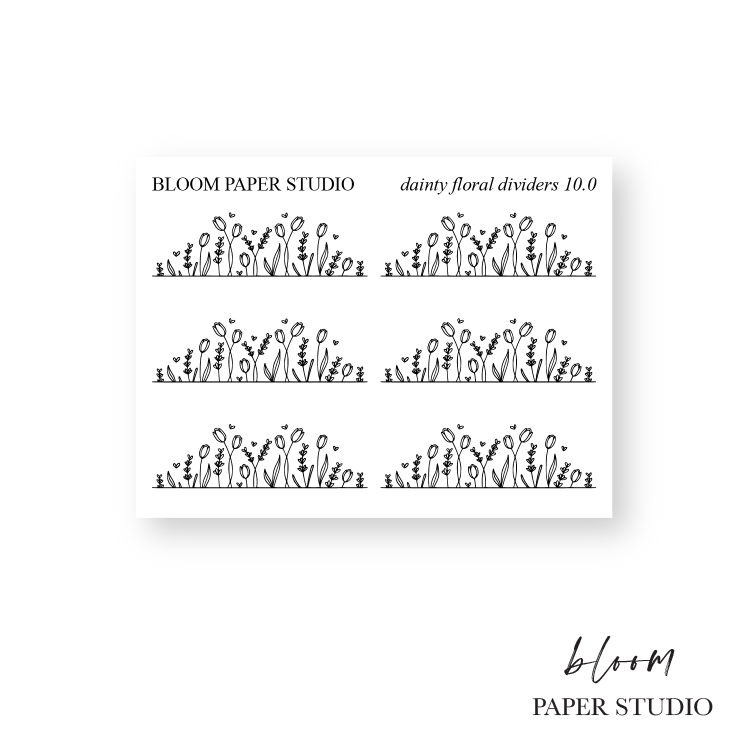 Foiled Dainty Floral Divider Stickers 10.0