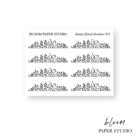 Foiled Dainty Floral Divider Stickers 9.0