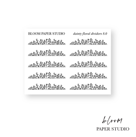 Foiled Dainty Floral Divider Stickers 8.0