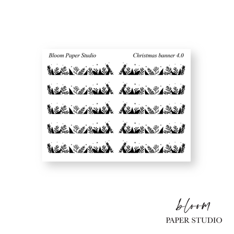 Foiled Christmas Banner Divider Planner Stickers 4.0