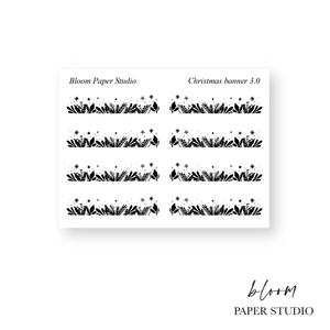 Foiled Christmas Banner Divider Planner Stickers 3.0
