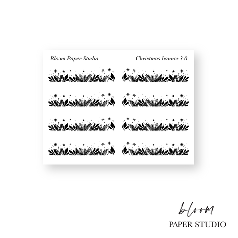 Foiled Christmas Banner Divider Planner Stickers 3.0