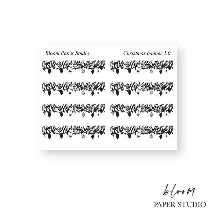 Foiled Christmas Banner Divider Planner Stickers 1.0