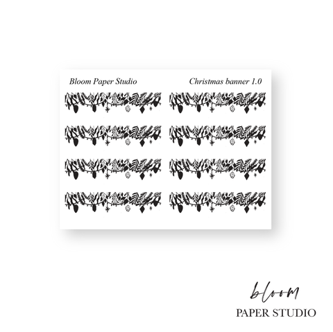 Foiled Christmas Banner Divider Planner Stickers 1.0
