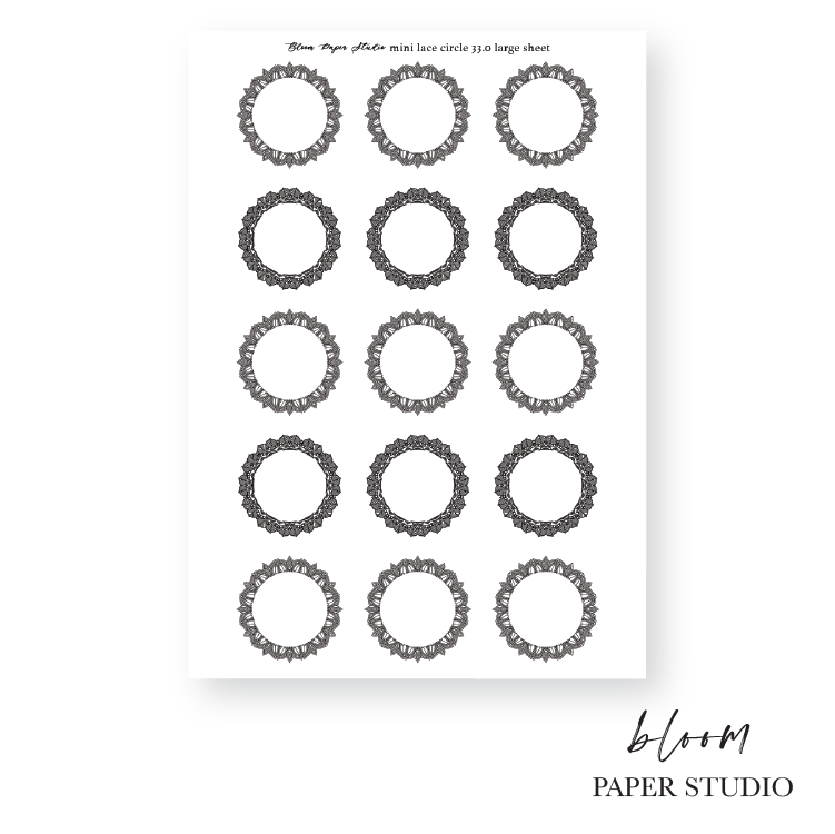 Foiled Mini Lace Circle 33.0 Planner Stickers (Large Sheet)