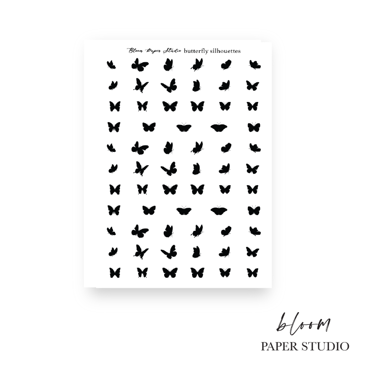 Foiled Butterfly Silhouette Planner Stickers